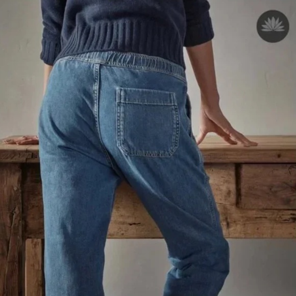 James Perse Denim Cuffed Joggers Drawstring Pull On Jeans - Picture 2 of 5